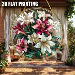 Vintage Lily Bouquet Acrylic Sun Catcher Floral Hanging Ornament for Wall Decor