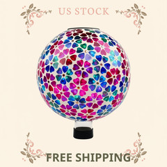 Mosaic Solar Gazing Ball, 10″ Handmade Glass Garden Globe