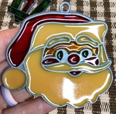 Christmas Stained Glass Suncatchers 9 Vintage Holly Bells Tree Candle Cat Santa
