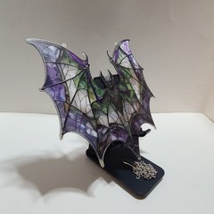 Multi-Color-Colorful Acrylic Exotic Purple Bat 8″X8″ 2D Sun catcher w/Chain