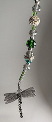 Dragonfly Suncatcher Crystals Rhinestones Green 10 1/4” Window Decor
