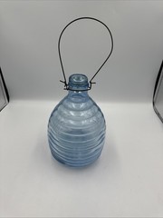 Vintage 9” Light Blue Glass Wasp Catcher With Lid. Rare