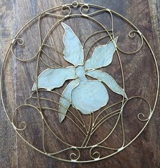 Vintage Flower Sun Catcher Handcrafted With Brass and Shell