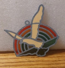 Sun Catcher Stained Glass Ornament 3X3 Vintage Flying Dove Rainbow