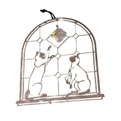 Pendant Metal Frame Cats Ornament W/ Prism Hanging Decor Suncatcher