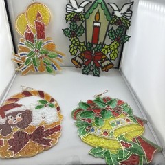 4 Plastic Christmas Suncatchers Approx 9 X 7 Inch Giftco.inc