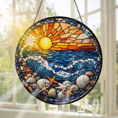 Stained Glass Sunset Suncatcher Indoor Outdoor Window Decor, Gifts for All