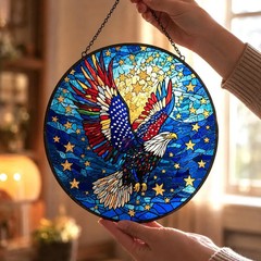 Patriotic Bald Eagle Bird Stained Glass Suncatcher
