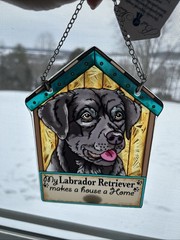 Labrador Retriever Black Doghouse Suncatcher Makes House Home Hanging Pet Decor