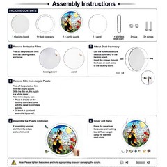 Classic Calico Cat Wildflower Full Moon Round Acrylic Puzzle Suncatcher Hanging