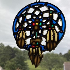 Dream Sun Catcher Window Ornament Round Acrylic Imitation Glass Wall Decor 5″x4″