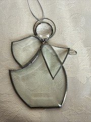 Vintage Leaded Stained Glass Suncatcher Beveled Clear Glass Angel