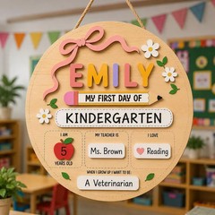 Personalized Kids Classroom Wall Sign with Rope Custom School Decor
