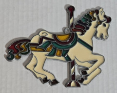 LARGE Vintage Stained Glass Carousel Horse Suncatcher Ornament, Window Hanger