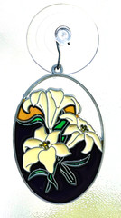 Rafaelian faux stained glass Suncatcher ornament Lily flowers Suction Cup Hook