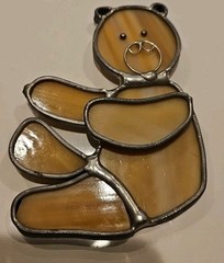 Vintage Suncatcher Teddy Bear stained glass 3×4 Inches