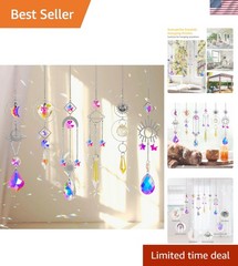 Sun Catchers 6Pieces Colorful Crystals Suncatcher with Chain Pendant Ornament…