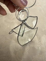 Vintage Leaded Stained Glass Suncatcher Beveled Clear Glass Angel