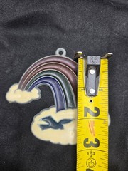 Vintage Stained Glass Rainbow w/Clouds & Birds Sun Catcher Window Ornament Pride