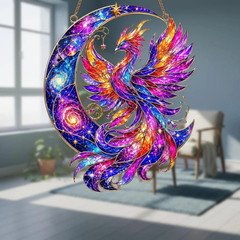 Phoenix Acrylic Suncatcher Celestial Bird Galaxy Moon Window Decor Gift