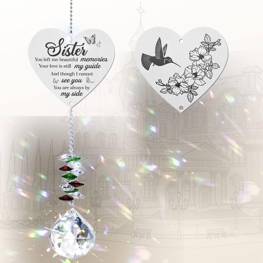 Crystal Hanging Suncatcher Memorial Sympathy Gifts Loss of Sister RainbowMake…