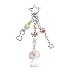 Soft Flocking Korean Couple Dog Pendant Keychain for Mobile Devices and Keys