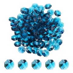 14mm Glass Octagon Beads, Sun Catcher Beads Bulk 150 Pcs & Peacock Blue