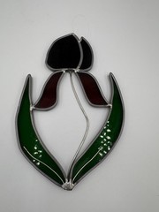 Stained Glass Tulip Suncatcher Red Green6.5” Springtime Flower