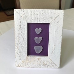 Sea/Beach Glass Art “Hearts” Framed Picture Handmade Handcrafted One-of-a-kind