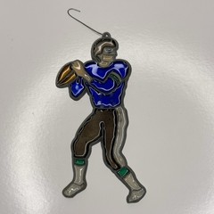 Vintage Seattle Seahawks Stained Glass Football Player Suncatcher 1980s