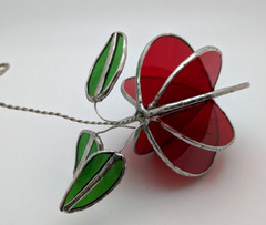 Stained Glass 3D Suncatcher Red Apple With Green Leaves Bright Pretty