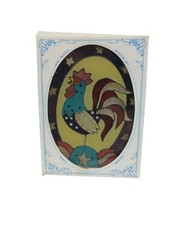 Joan Baker Suncatcher Rooster Hand Painted With Stars 4.75″ Long X 3.5″ Wide