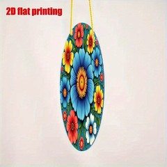 Round Floral Acrylic Suncatcher Colorful Blooms Indoor Outdoor Garden Patio Gift