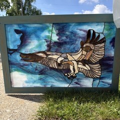 Stunning Handcrafted Stained Glass Osprey Framed