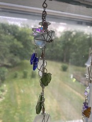 15 in Stainless Steel Beach Glass Green Aqua Royal Blue White Silver Plated
