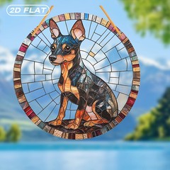 Stained Glass Style Min Pin Acrylic Suncatcher Dog Suncatcher Decoration Gift