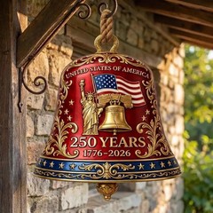 Years of America Patriotic Metal Look Wall Sign with Rope