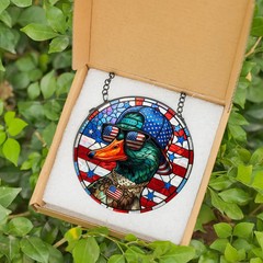 Patriotic Mallard Duck Stained Glass Suncatcher