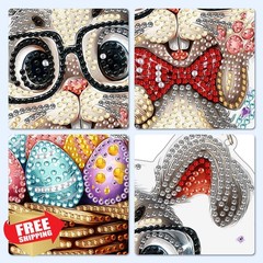 MXJSUA Easter Bunny Diamond Art Hanging Kit Suncatcher Window Decor