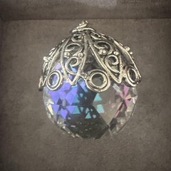 Clear Crystal Glass Ball Small Window Suncatcher Victorian Silver Filigree Decor