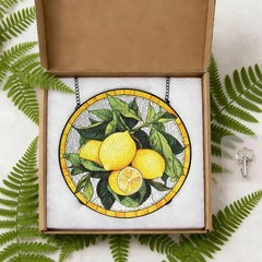 Lemon Fruit Stained Glass Suncatcher Kitchen Window Decor Art Gift