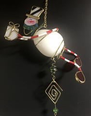Whimsical Christmas Snowman Glass And Wire Suncatcher Ornament Decoration