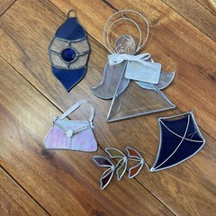 Stained Glass Sun Catcher Lot 4 Kite, Ange,l Purse, & Ornament