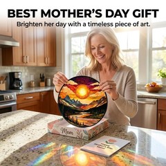 “Sun Catcher Window Hanging – Sunset Mountains River Acrylic Decor for Gifts”