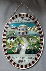 Stain Glass Window Door Porch Garden Welcome Sun Catcher Pretty Country Home