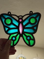 Vintage Counterpoint Cast Iron Stained Glass Butterfly Sun Catcher Large 7” x 6