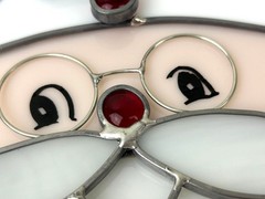 Stained Glass Santa Claus Round Christmas Sun Catcher Hanging Wall Art Decor