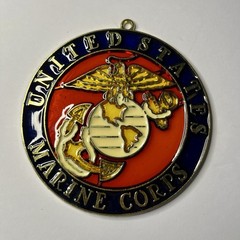 United States Marine Corps Suncatcher Metal Glass Red Blue Gold 3.5 in