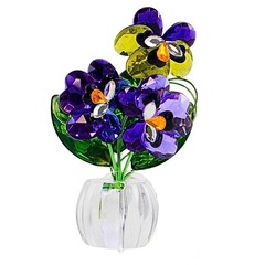 Crystal Expressions Pansy Posy Pot Figurine Faceted Spring Flowers
