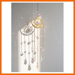 Crystal Suncatcher for Windows, Celestial Sun Moon Prism Rainbow Maker, Hangi…